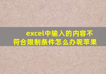 excel中输入的内容不符合限制条件怎么办呢苹果