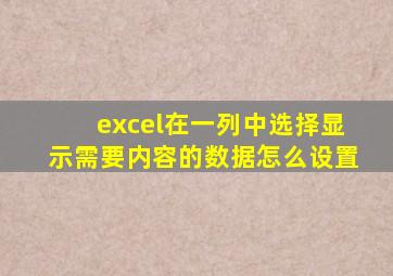 excel在一列中选择显示需要内容的数据怎么设置