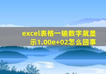 excel表格一输数字就显示1.00e+02怎么回事