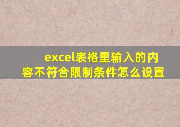 excel表格里输入的内容不符合限制条件怎么设置