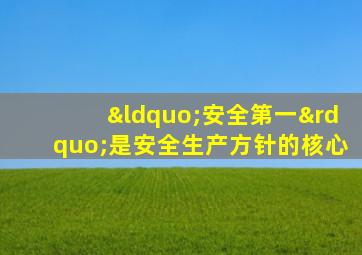 “安全第一”是安全生产方针的核心