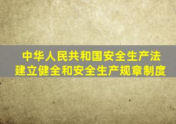 中华人民共和国安全生产法建立健全和安全生产规章制度