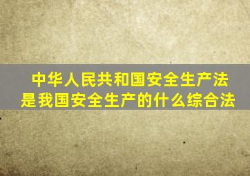 中华人民共和国安全生产法是我国安全生产的什么综合法