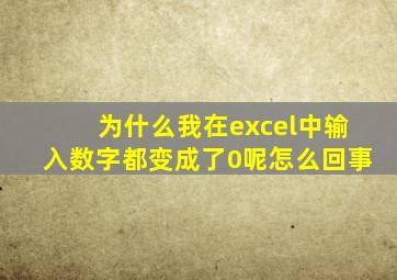 为什么我在excel中输入数字都变成了0呢怎么回事