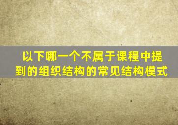 以下哪一个不属于课程中提到的组织结构的常见结构模式