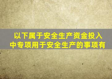 以下属于安全生产资金投入中专项用于安全生产的事项有