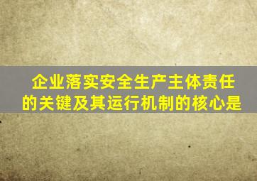 企业落实安全生产主体责任的关键及其运行机制的核心是