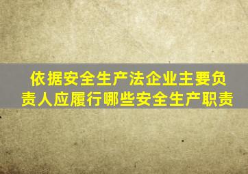 依据安全生产法企业主要负责人应履行哪些安全生产职责