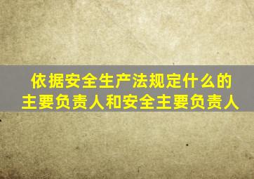 依据安全生产法规定什么的主要负责人和安全主要负责人