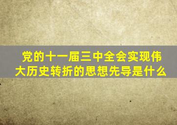 党的十一届三中全会实现伟大历史转折的思想先导是什么