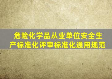 危险化学品从业单位安全生产标准化评审标准化通用规范