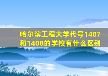 哈尔滨工程大学代号1407和1408的学校有什么区别