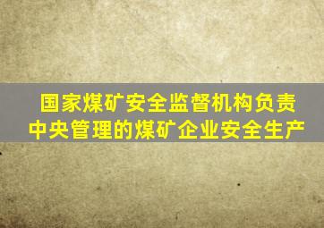 国家煤矿安全监督机构负责中央管理的煤矿企业安全生产