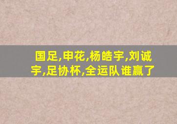 国足,申花,杨皓宇,刘诚宇,足协杯,全运队谁赢了