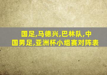 国足,马德兴,巴林队,中国男足,亚洲杯小组赛对阵表