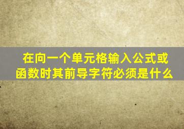 在向一个单元格输入公式或函数时其前导字符必须是什么