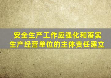 安全生产工作应强化和落实生产经营单位的主体责任建立