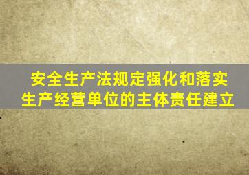 安全生产法规定强化和落实生产经营单位的主体责任建立