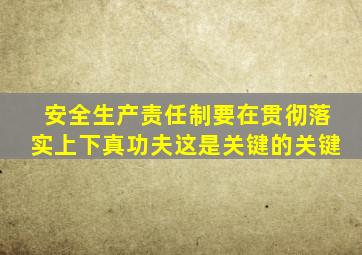 安全生产责任制要在贯彻落实上下真功夫这是关键的关键
