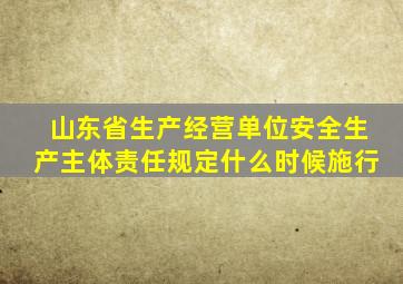 山东省生产经营单位安全生产主体责任规定什么时候施行