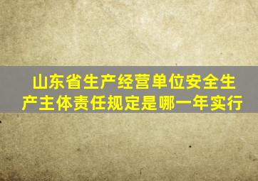 山东省生产经营单位安全生产主体责任规定是哪一年实行