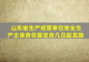 山东省生产经营单位安全生产主体责任规定自几日起实施