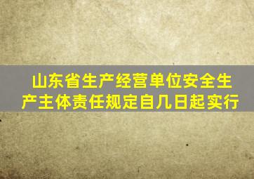 山东省生产经营单位安全生产主体责任规定自几日起实行