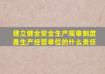 建立健全安全生产规章制度是生产经营单位的什么责任