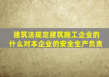 建筑法规定建筑施工企业的什么对本企业的安全生产负责