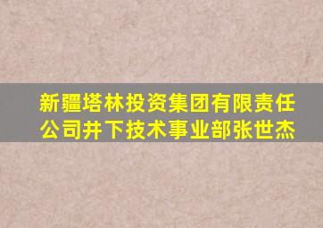 新疆塔林投资集团有限责任公司井下技术事业部张世杰