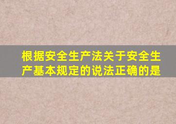根据安全生产法关于安全生产基本规定的说法正确的是