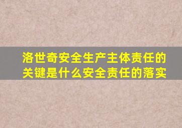 洛世奇安全生产主体责任的关键是什么安全责任的落实
