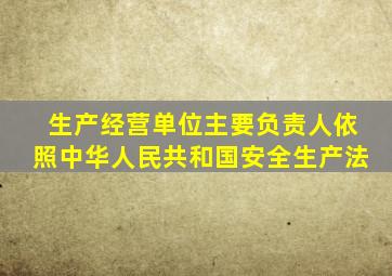 生产经营单位主要负责人依照中华人民共和国安全生产法