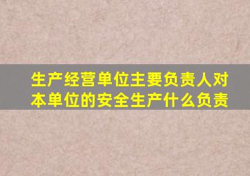 生产经营单位主要负责人对本单位的安全生产什么负责