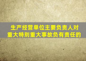 生产经营单位主要负责人对重大特别重大事故负有责任的