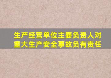 生产经营单位主要负责人对重大生产安全事故负有责任