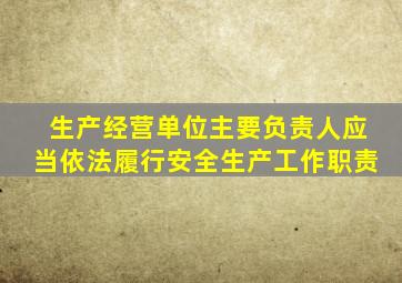 生产经营单位主要负责人应当依法履行安全生产工作职责