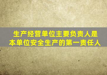 生产经营单位主要负责人是本单位安全生产的第一责任人