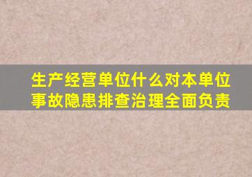 生产经营单位什么对本单位事故隐患排查治理全面负责
