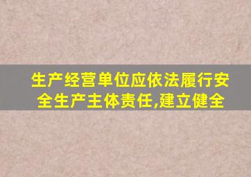 生产经营单位应依法履行安全生产主体责任,建立健全
