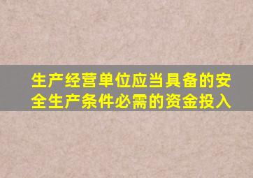 生产经营单位应当具备的安全生产条件必需的资金投入