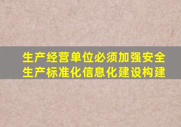 生产经营单位必须加强安全生产标准化信息化建设构建