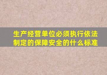 生产经营单位必须执行依法制定的保障安全的什么标准