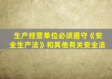 生产经营单位必须遵守《安全生产法》和其他有关安全法