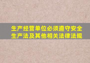 生产经营单位必须遵守安全生产法及其他相关法律法规