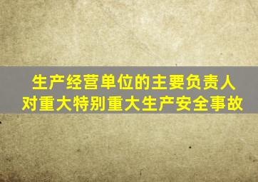生产经营单位的主要负责人对重大特别重大生产安全事故