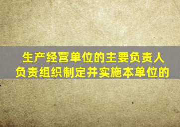 生产经营单位的主要负责人负责组织制定并实施本单位的
