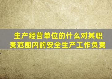 生产经营单位的什么对其职责范围内的安全生产工作负责
