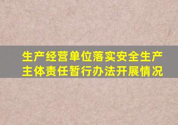 生产经营单位落实安全生产主体责任暂行办法开展情况