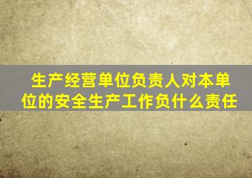 生产经营单位负责人对本单位的安全生产工作负什么责任